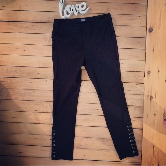 SALE! 🎆 PAIGE “Tulia” Black Ponte LACE-UP pant! - Picture 6 of 8